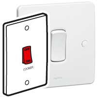 LEGRAND 730120 45A DP SWITCH 146X87 "COOKER" Synergy White