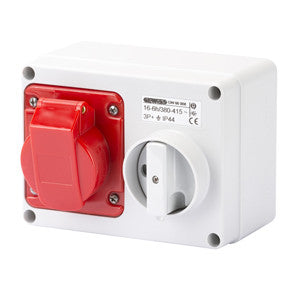 GEWISS INTERLOCKED HORIZONTAL SOCKET-OUTLET - 3P+E 16A 400V - IP44