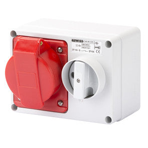 GEWISS INTERLOCKED HORIZONTAL SOCKET-OUTLET - 3P+E 32A 400V -IP44