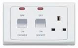 MK S5061WHI Cooker Connection Unit 45A DP Main Switch & 13A SP SS with Neon