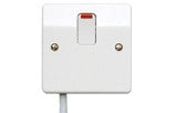 MK K5423WHI 20A DP SWITCH WITH NEON AND FLEX OUTLET (AT BASE)